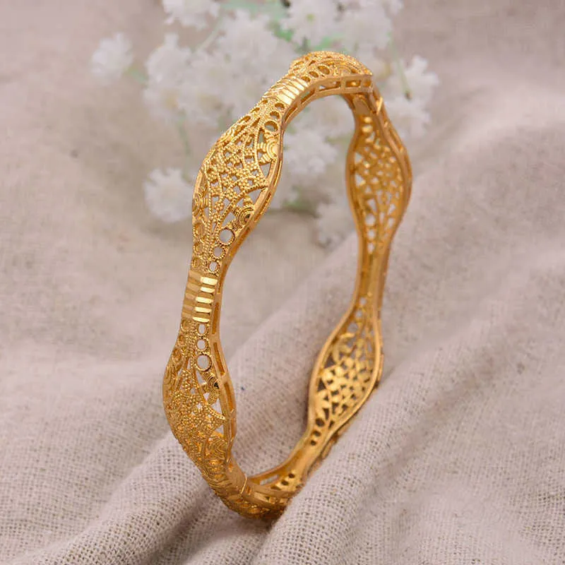 / mycket 24k mode guldfärg Bangles för kvinnor African Bride Bracelet Smycken Gåvor Q0720