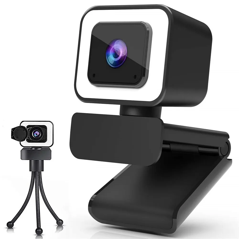 2k Webcam 1080P 60fps Light Ring Full Hd Web Camera Microfoon Drie-Speed Touch Beauty Licht Voor Pc Computer Laptop Desktop