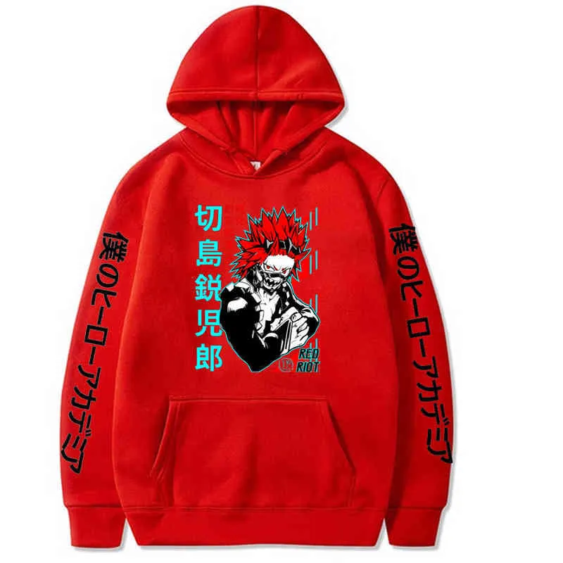 Harajuku My Hero Academia Unisex Hoodies Japanese Anime kirishima eijiro Printed Men's Hoodie Streetwear Casual Sweatshirt H1227