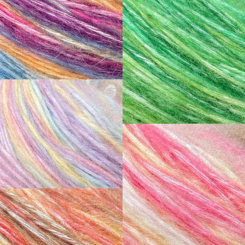 250g Gradient Couleur Laine Fil Rainbow Cake Line Doux Chaud DIY Chandail À La Main Écharpe Chapeau Canapé Coussin Gâteau Fil XJ88 Y211129