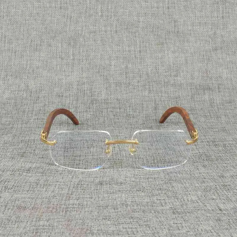 2024 Men's Luxury Designer Women's Sunglasses Natural Wood Square Clear Buffalo Horn Oversize Rimless Eyeglasses Frame Men Reading Optical Oval Oculos