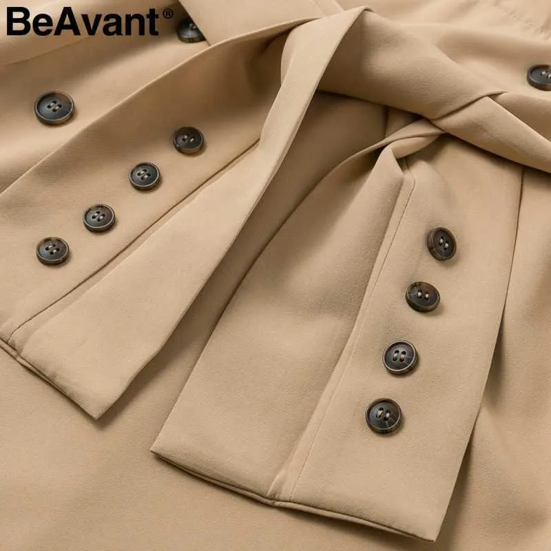 BeAvant Patchwork chemisier chemise robe femmes élégante taille haute bouton ceinture ceinture automne robe manches bouffantes bureau dames robes 210709