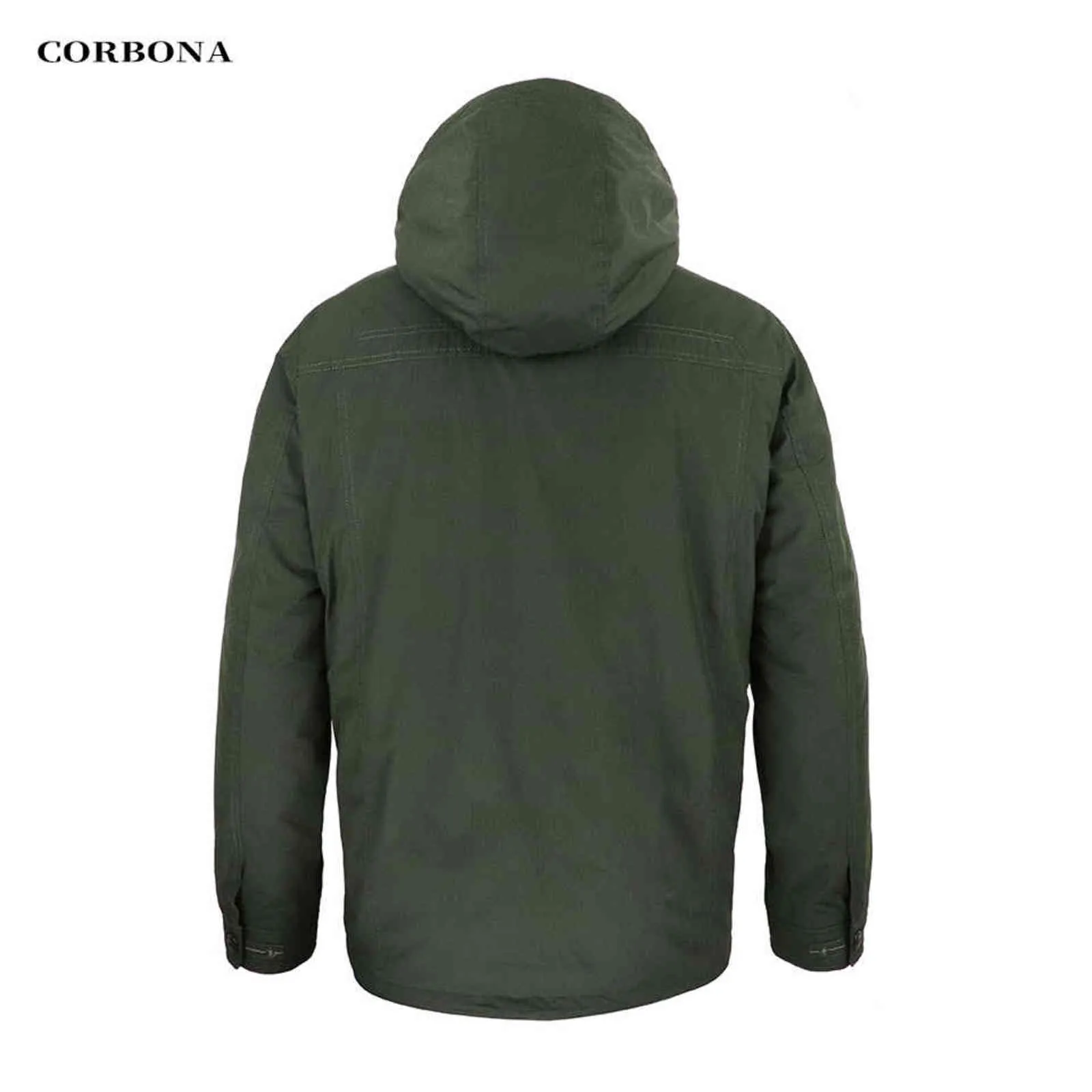 CORBONA Style Herbst Herrenjacke Winddicht Outdoor Abnehmbarer Hut 100% Baumwolle Futter Hoher Kragen Business Casual Mantel 211126