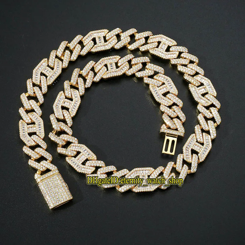 Eternity Nowy 3 1 Hip Hop CZ Diamond Inklaid Naszyjnik High-end Flip Clap Curk o szerokości 15 mm Bar