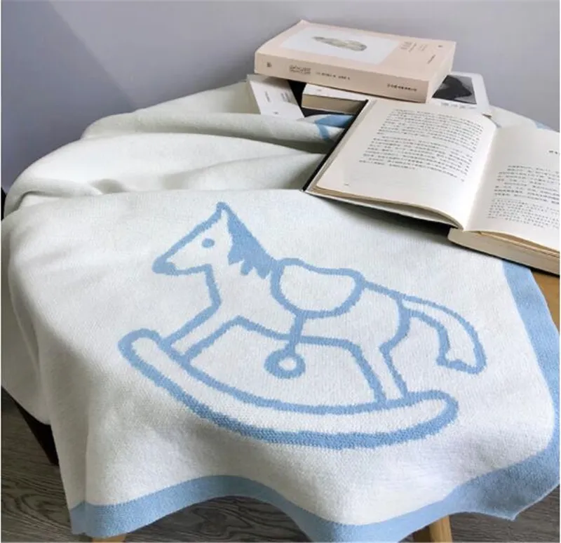 Luksusowy projektant Koc na wzór kucyków dla noworodka dzieci Wysokiej jakości bawełniany koc szal