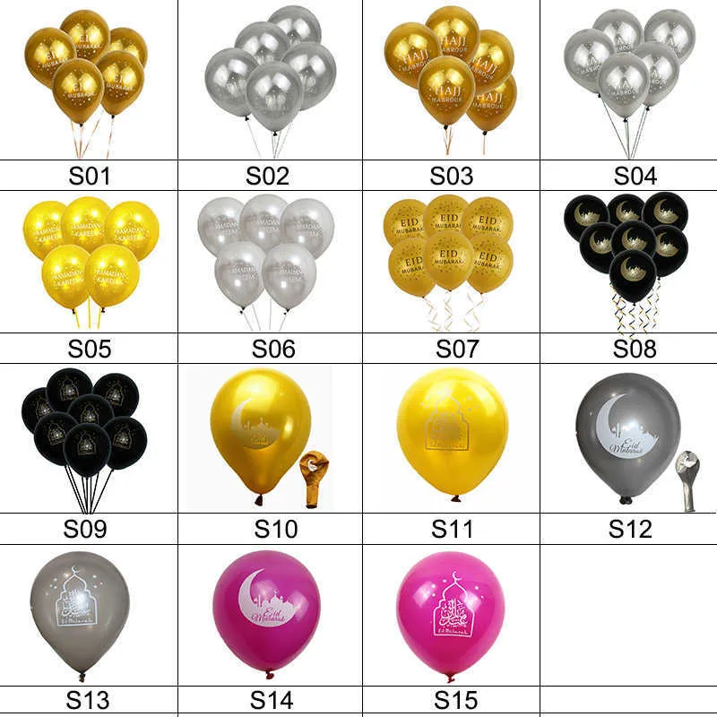 10 stks veel Ramadan Kareem Decoratie Gold Sliver Latex Ballon voor Eid Mubarak Hadj Ramadan Party Decor Moslim Evenement Party gunsten Y3281