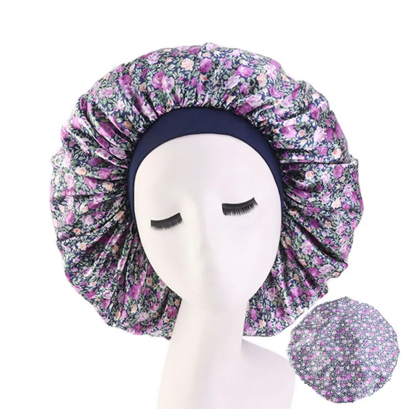 / dames femmes satin soie solide bonnet bonnets sommeil nuit casquette couvre-chef chapeau élastique extensible perm cheveux surdimensionné taille 345l