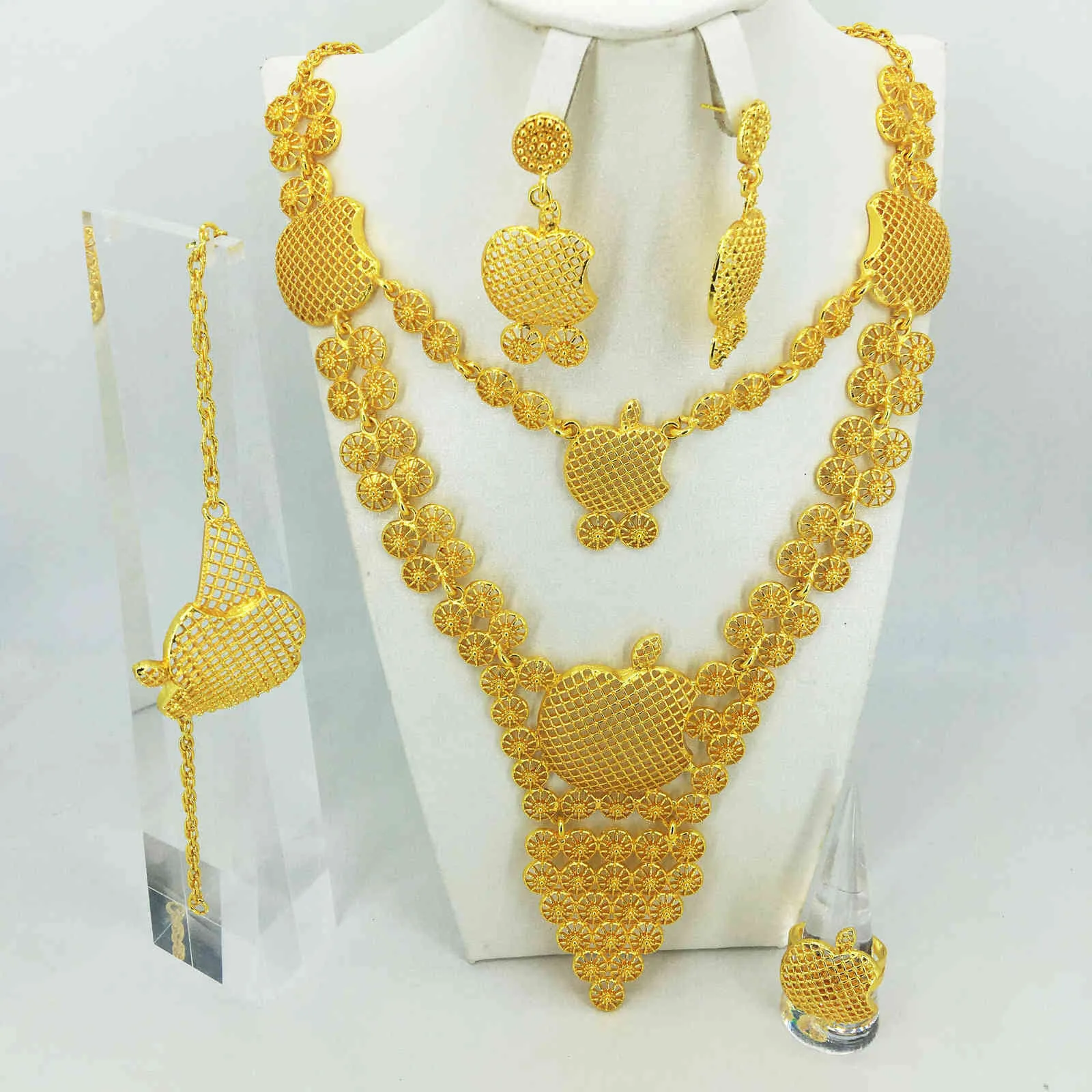 Fashion Wedding Bridal Crystal Jewelry Sets African Beads Dubai Gold Color Statement Jewellery Costume 2110153741469