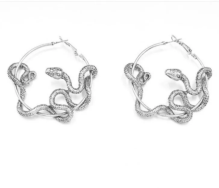 Orecchini cerchio serpente vintage argento 925 oro nero gioielli fascino gotico serpente cerchio accessori feste da donna