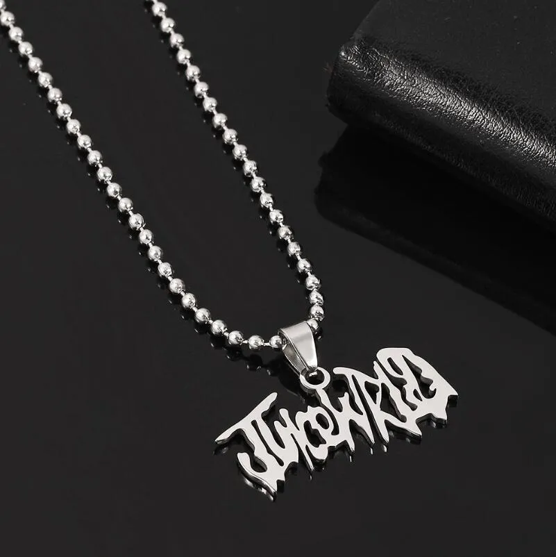 Hip Hop Rapper JUICE WRLD Necklace Strand Beads Chain Stainless Steel Letter Pendant Necklace Jewelry Fans Gift femme Mujer Y0301