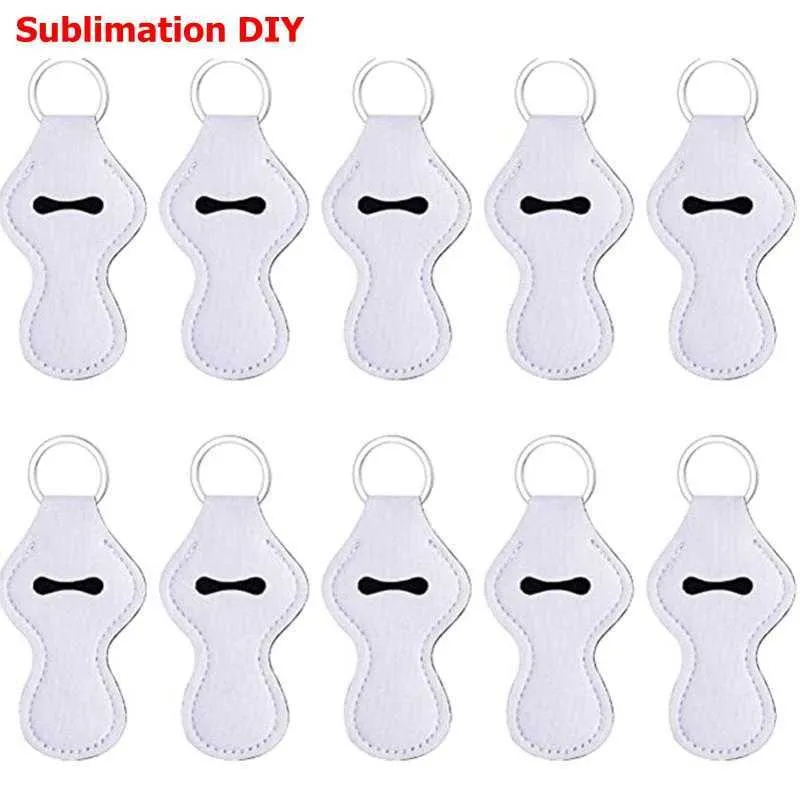 Neoprene Lipstick Keychain Sublimation DIY Chapstick Holder Personal Chapsticks Wrap Key Ring Sleeve Holder Party Favor YFA2901