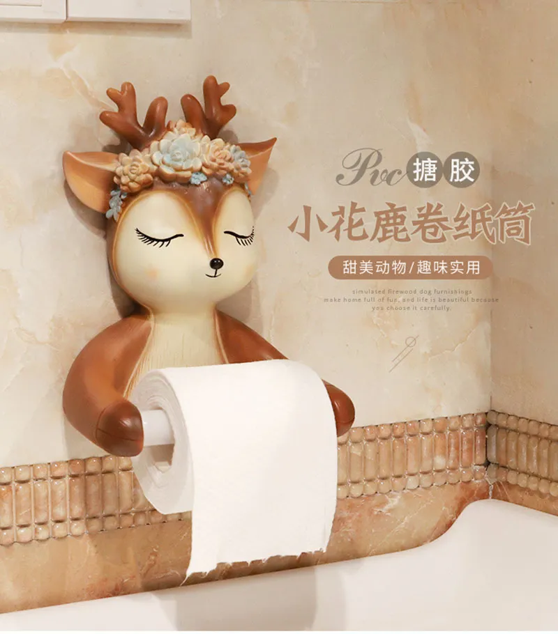 Fauve boîte à mouchoirs Statue Figurine porte-mouchoirs suspendu toilette salle de bain mur décor à la maison rouleau papier mouchoir support mural