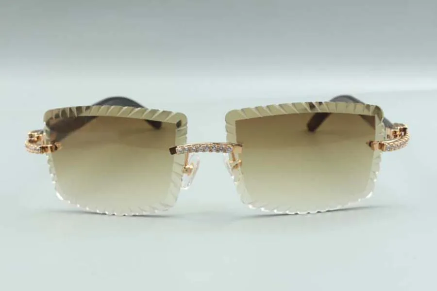 21 najnowszy styl luksusowe okulary przeciwsłoneczne luksusowe 3524021 Naturalne hybrydowe rogi Buffalo rogi średnie diamenty rozmiar 58-18273o