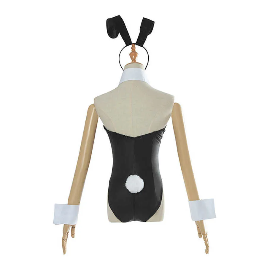 Sexy Cute Bunny Girl Cosplay Jumpsuit Anime Sakurajima Mai Senpai Costume Faux Leather Woman Rabbit Costumes Y0913231k