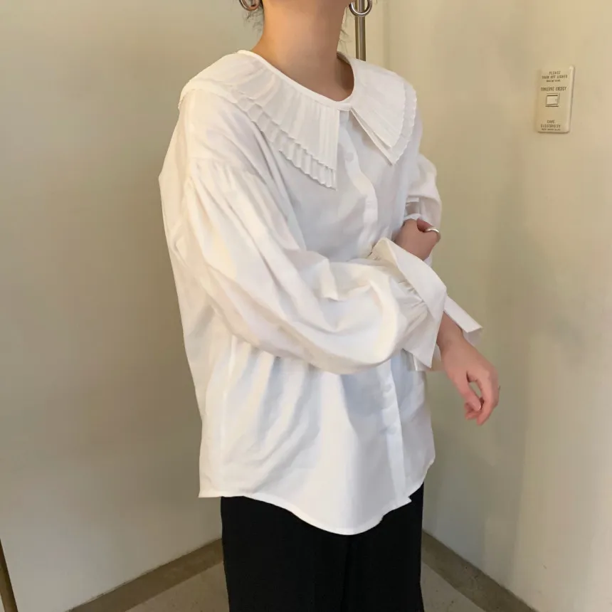 Alien Kitty Korean Style Elegant White Shirt Femme New Autumn Chic Women Blouses Long Sleeve Lapel Loose Doll Tops Blusas 210302