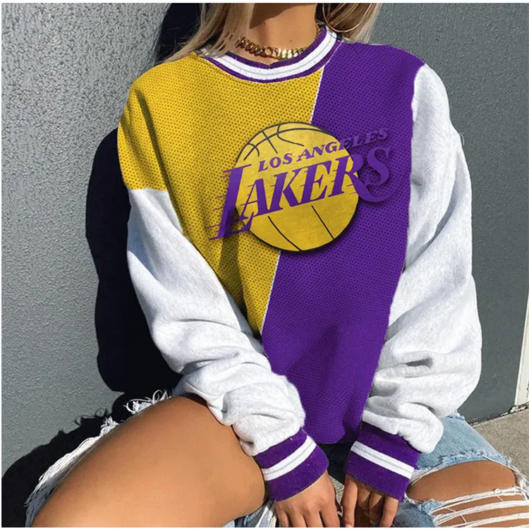 Maglione pullover stampato a maniche lunghe allentato casual da basket Retro Top Abbigliamento invernale da allenamento autunno-inverno Felpe con cappuccio taglie forti all'ingrosso 210306