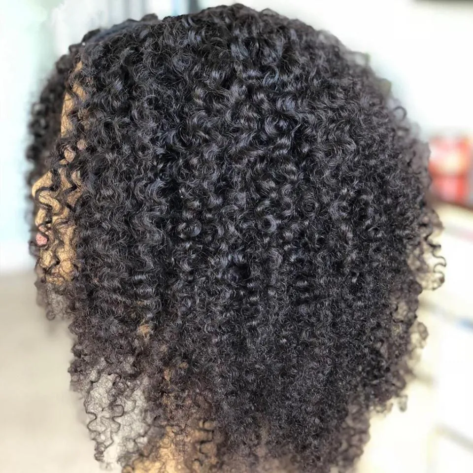 Brasileiro virgem v upart 4b 4c clipe ins cabelo enrolado 2x4quot ushape sem cola para mulher negra afro kinky encaracolado u parte peruca humano hai3386086