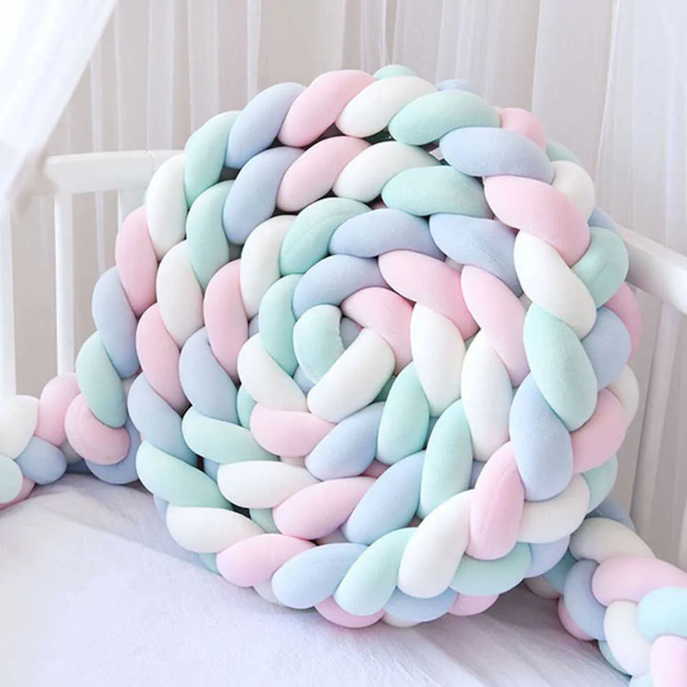 Baby Crib Bumper Knotted Braided Bumper Handmade Soft Knot Pillow Pad Cushion Cradle Crib 3 Meters 4 Strands 2109243445899