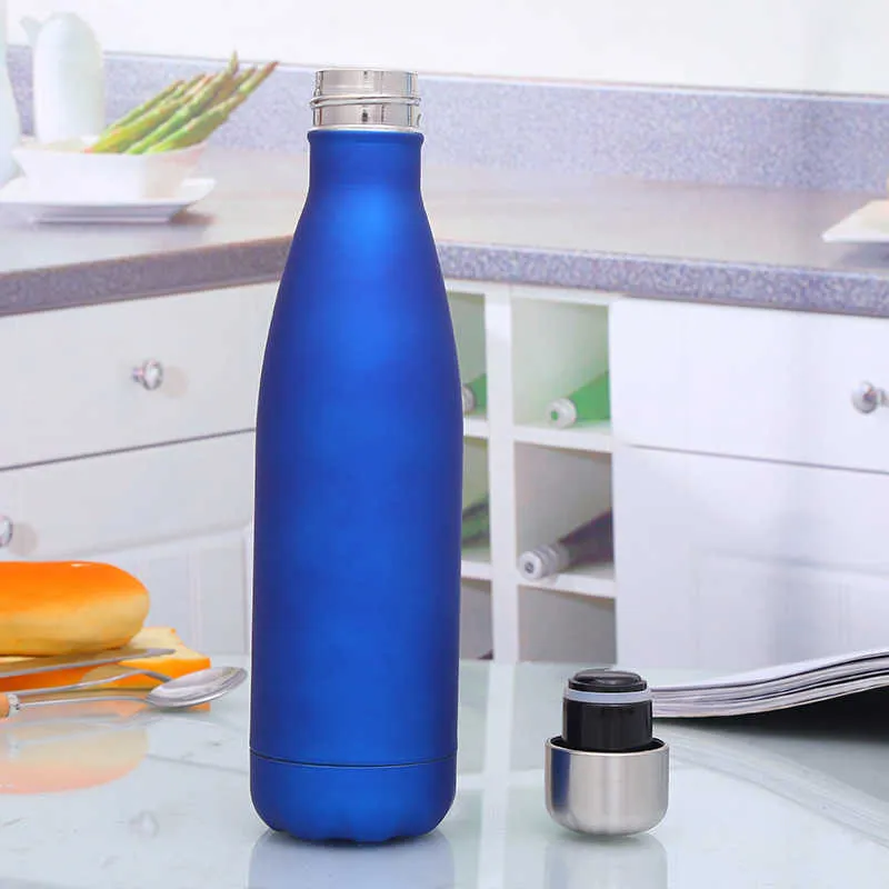 Frasco térmico personalizado para garrafas de água Duplo-parede isolada frasco de vácuo copo de aço inoxidável esportes ao ar livre drinkware 210615