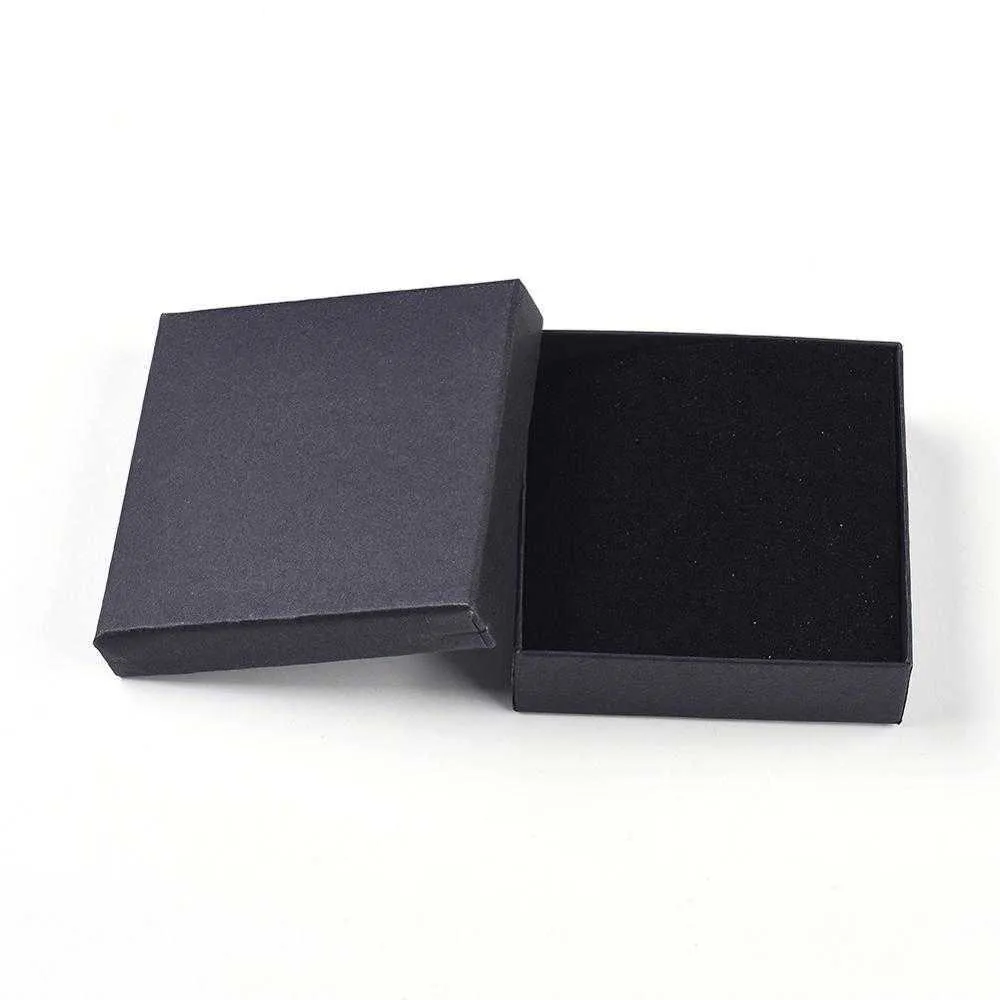 Pandahall 18-로트 블랙 스퀘어 사각형 판지 보석 세트 박스 링 선물 상자 주얼리 포장 F80 210713279W