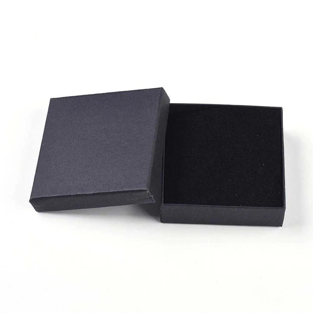 Pandahall 18-noir carré rectangle bijoux en carton coffrets bague coffrets cadeaux pour emballage de bijoux F80 210713262p