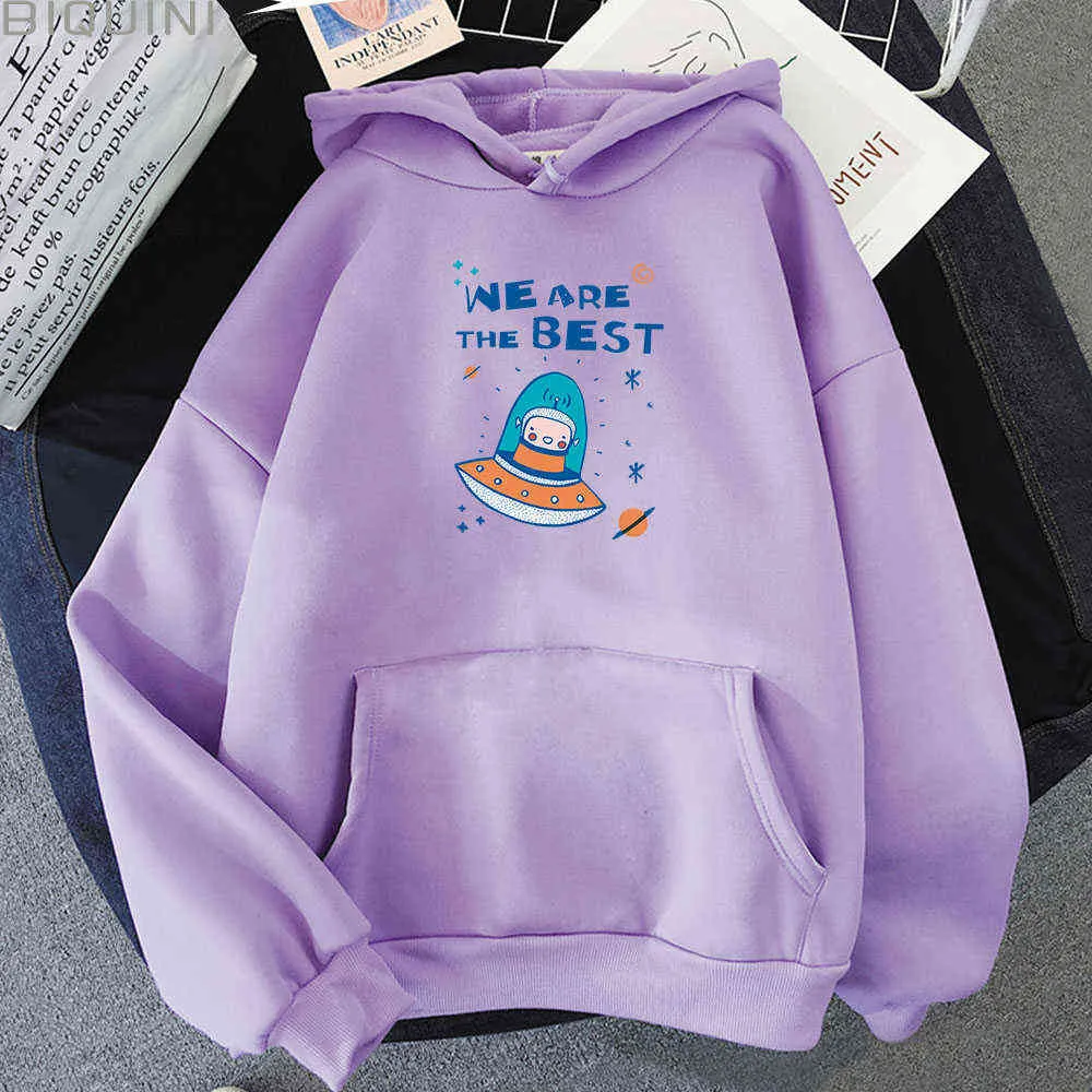 Vi är den bästa bokstaven Utskrift Sweatshirt Kvinnor Kawaii Kläder estetisk Koreansk stil Gullig Streetwear Studentfärger 12 Hoodie Y0820