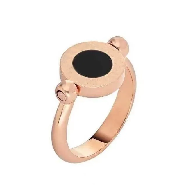 Hoogwaardige roségouden dubbelzijdige rotatie met zijstenen ringen Mode dame creatieve flip-ring Stuur originele geschenkdoos243v
