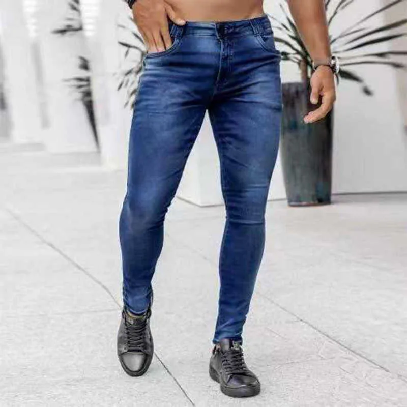 Dihope Street Style Jeans Hommes Pantalon Denim Pantalon Rayé Fermeture Éclair Denim Trou Lavage Hip Hop Travail Pantalon Vintage Jean Crayon Pantalon X0621