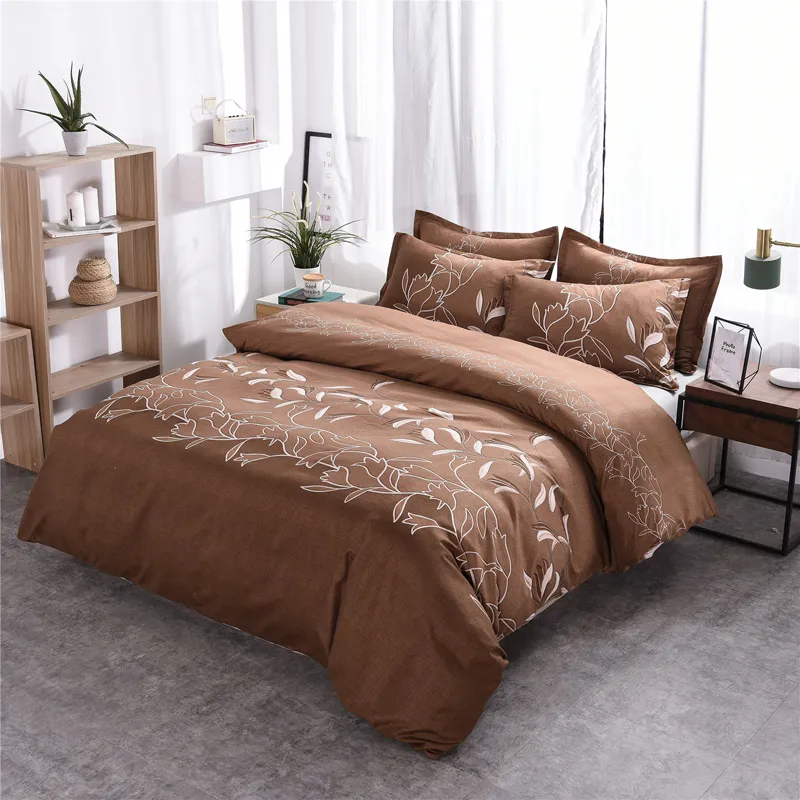 Copripiumino Biancheria da letto Copripiumini Grigio ROSSO Copriletto con fiori Set biancheria da letto Piante 210x210 Biancheria da letto moderna 240x220 Poliestere