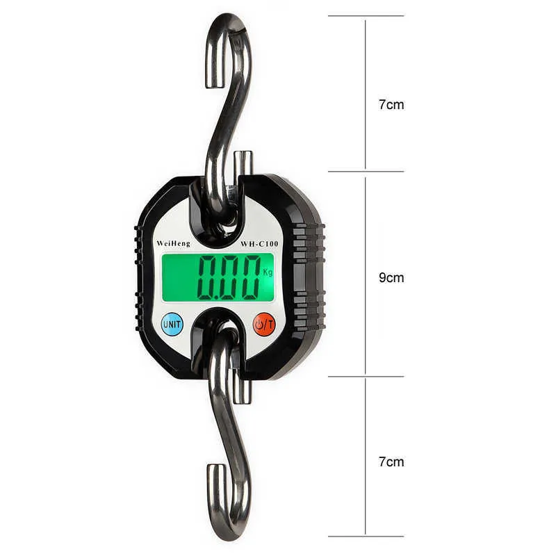 Bilancia portatile gru industriale Bilancia gancio digitale carichi pesanti Bilancia peso ad anello LCD Acciaio inossidabile 210927