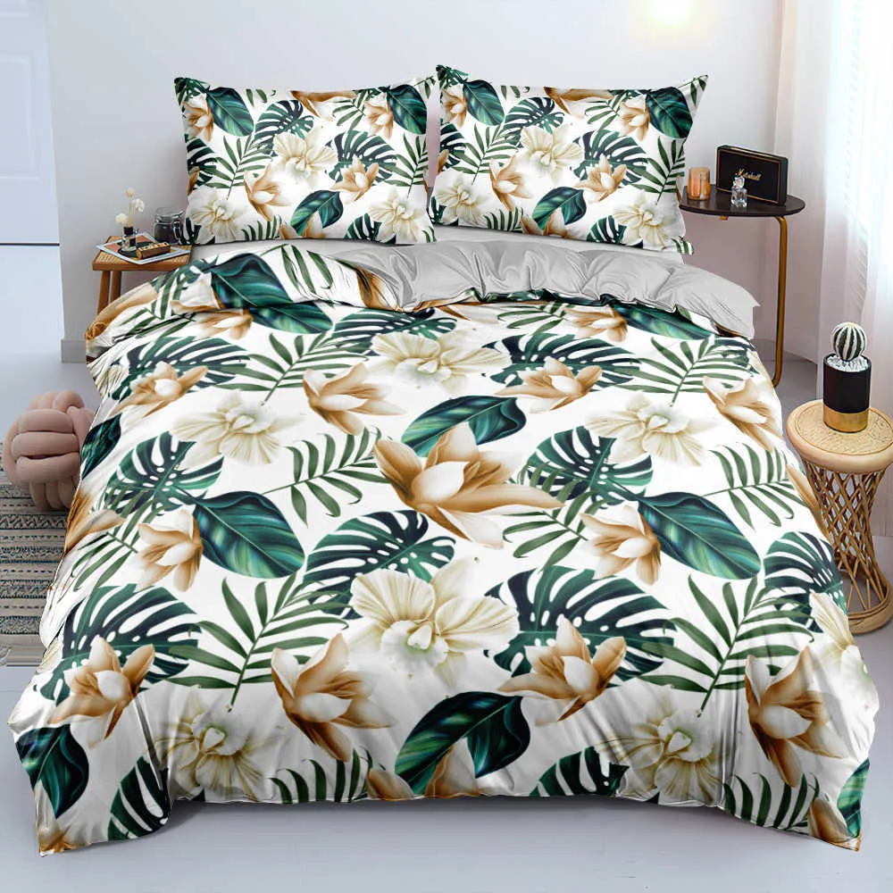 3D Design Flowers Duvet Cover Sets Bed Linens Bedding Set Quilt/Comforter Covers Pillowcases 220x240 Size Black Home Texitle 211007