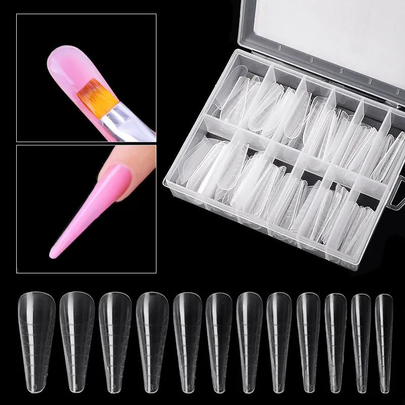 120 stks Poly Full Cover Quick Building Gel Mold Tips met Box Extension Art UV Builder Easy Find Nail Tool