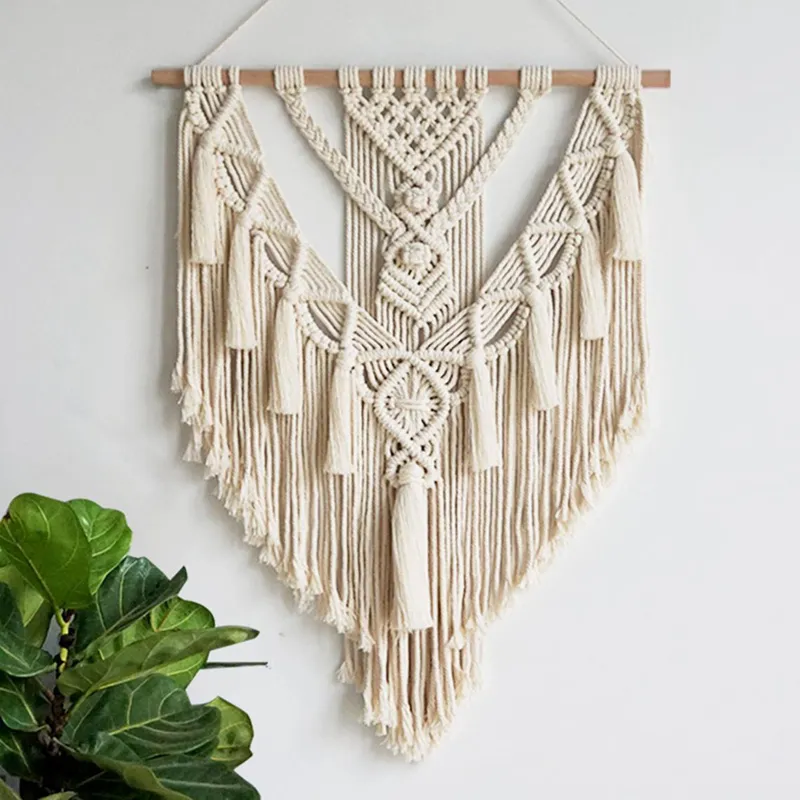 Macrame Muur Opknoping Handgeweven Boheemse katoenen touw Boho Tapestry Home Decor Boho Bohemian Woven Tapestry Wall Art Macrame Decor 210310