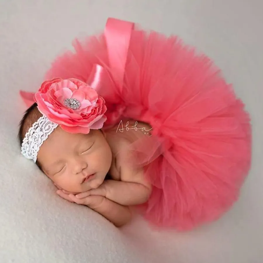 Fluffy Tutu Set Baby Yellow Tutu Skirt with Headband Cake Smash Outfit Newborn Photo Props Infant Princess clothes5863450