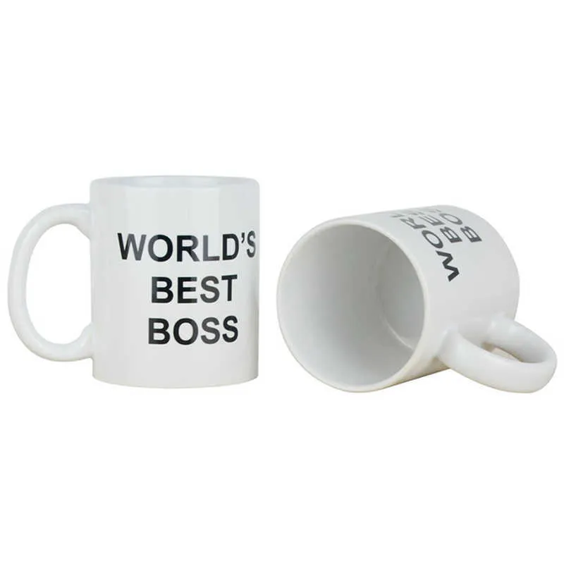 Dunder Mifflin The Office-Worlds Boss Kaffeetassen und Becher, 325 ml, lustige Keramiktasse für Tee/Milch/Kakao, einzigartiges Bürogeschenk 210804