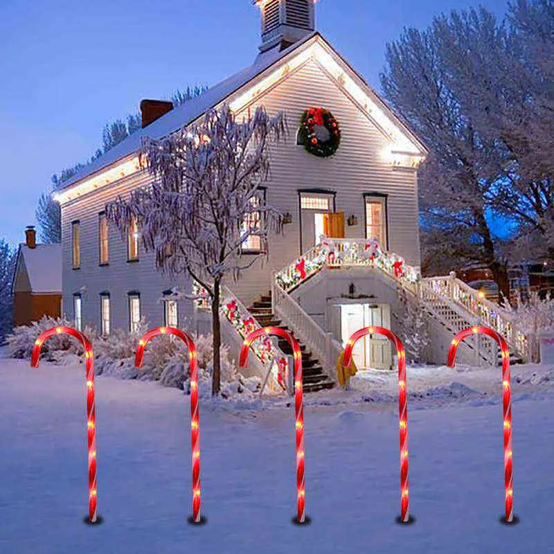 Kamışı LED Işık Noel Bahçe Yolu Işıkları Noel Navidad Noel Süslemeleri Ev Şeker Kamışı Işık Yılı Dekor için 211104