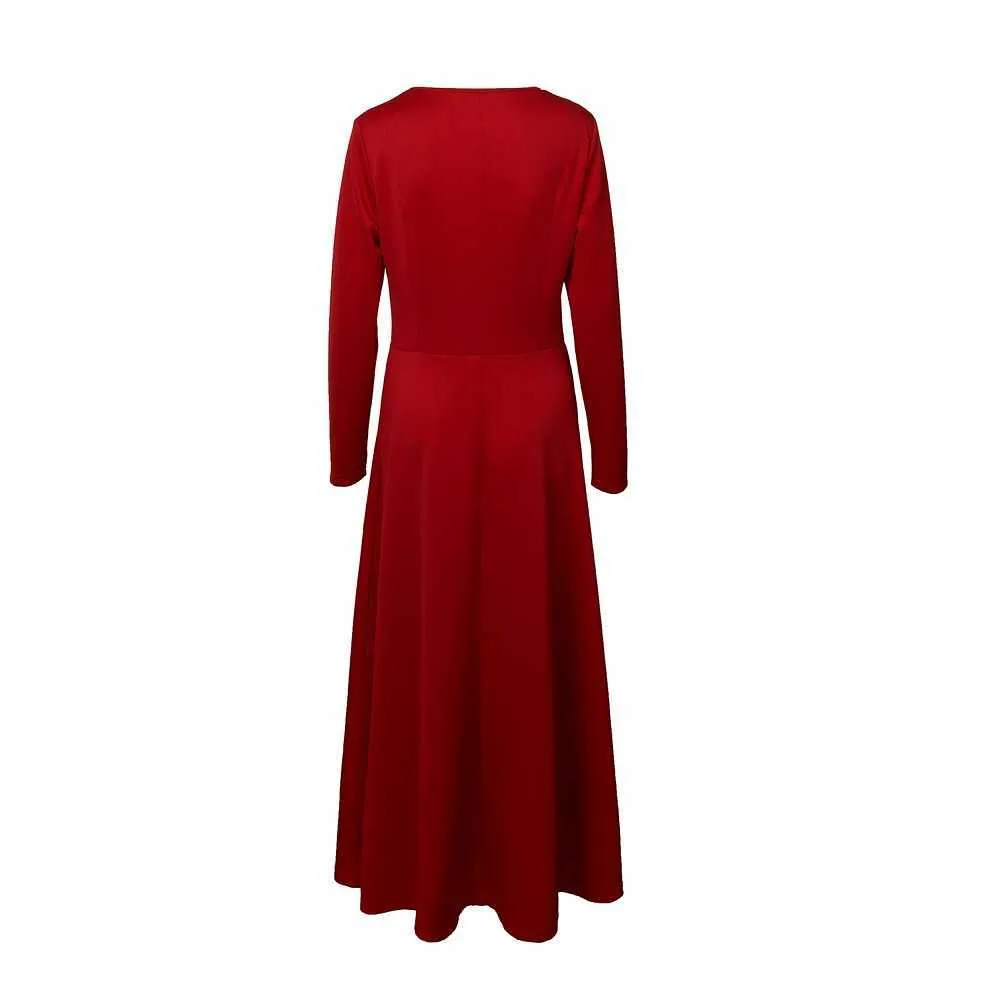 The Handmaid's Tale Kostüm Cosplay Handmaid Offred Umhang Cape Langarm Kleid Weißer Hut Frauen Halloween Karneval Party Requisiten Y0913