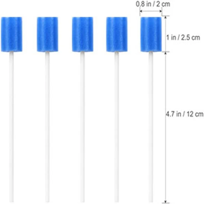 Forks Packung mit 100 Einweg-Mundpflegestäbchen mit blauer Schwammspitze und Hygiene-Wattestäbchen For329H