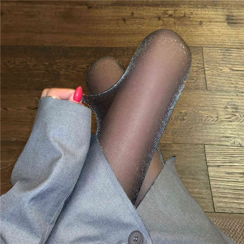 Loli Bling Collants Brillant Soie Collants Cahrming Femmes Sous-Vêtements Glitter Lumineux Bonneterie Femme Dames Mince Cuisse Haute Panty tuyau Y1130