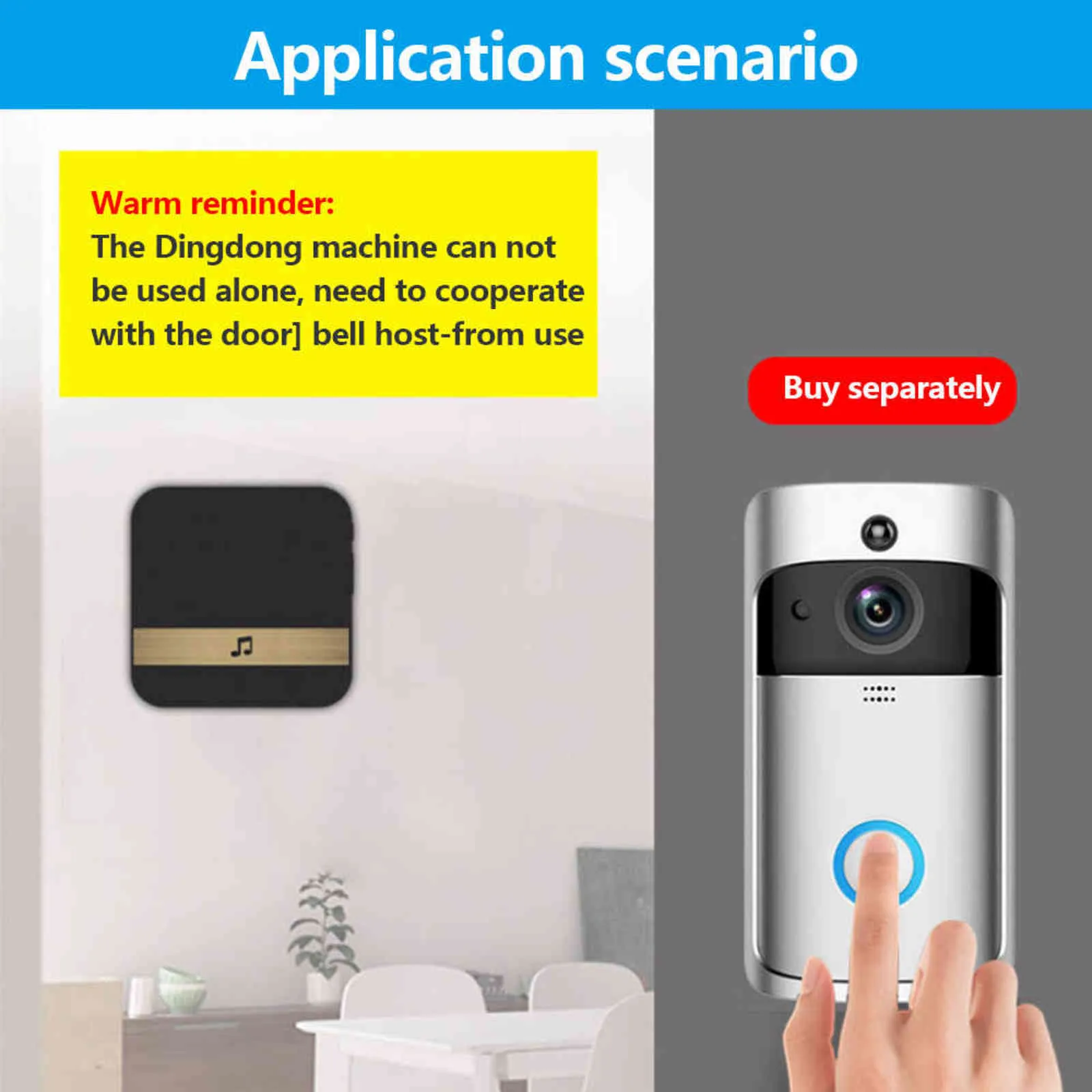 Videocamera campanello wireless WiFi con campanello Smart Security Visione notturna PIR Telefono citofono Campanello porta Kit allarme casa H1111