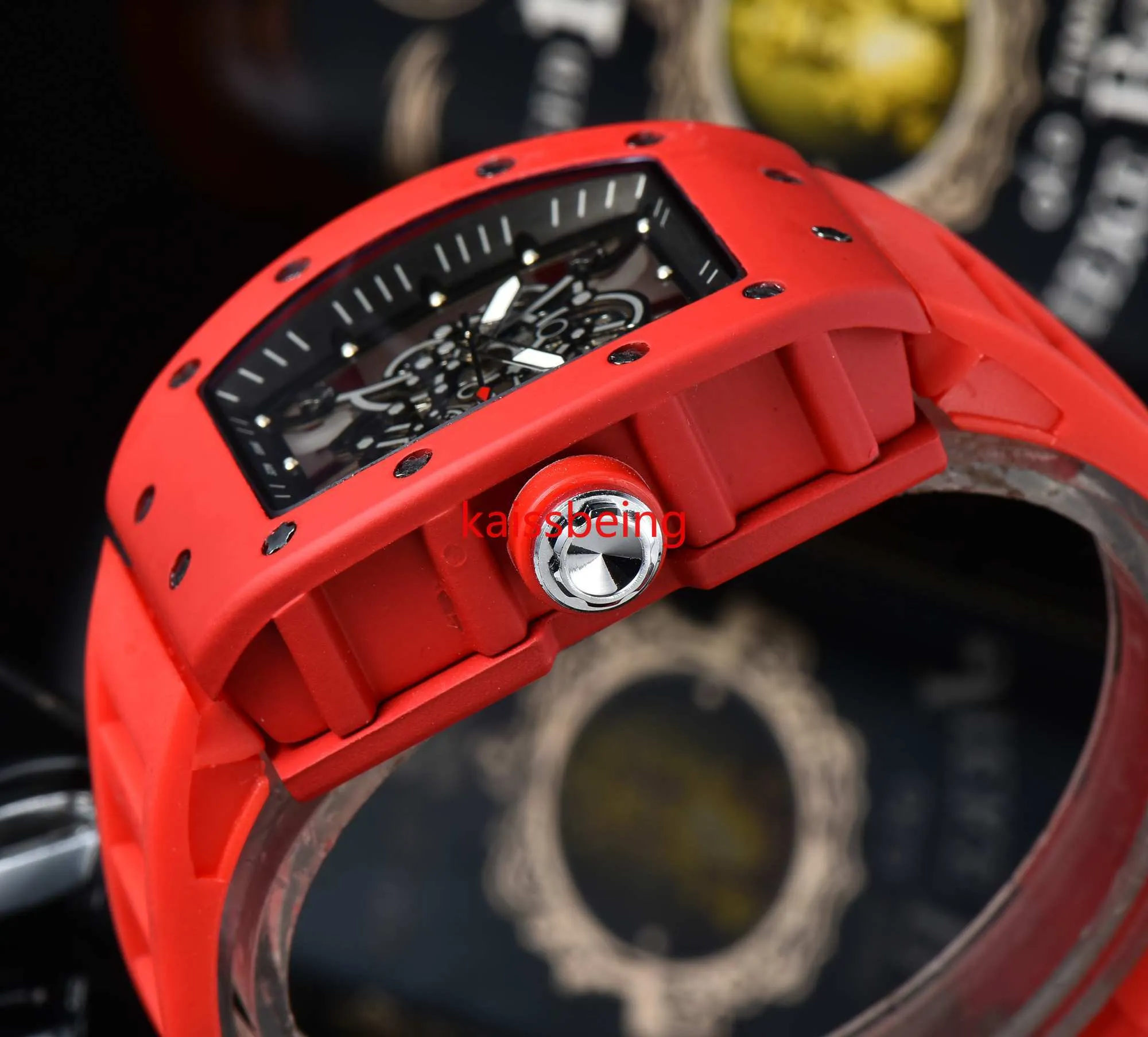 Mode Heren Skeleton Rubber Horloges Automatisch Beweging Mannen Beroemde Designer heren sporthorloge montre de luxe Watches307g
