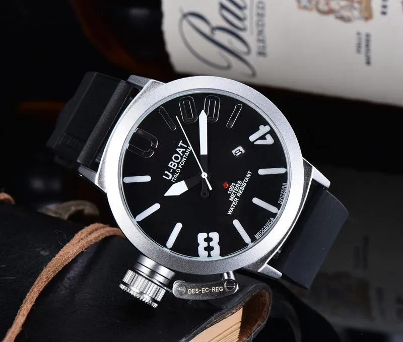 Montres-bracelets 2021 Bracelet en caoutchouc pour hommes Machines automatiques Montres carrées U Boat Montre-bracelet de luxe Watch207p