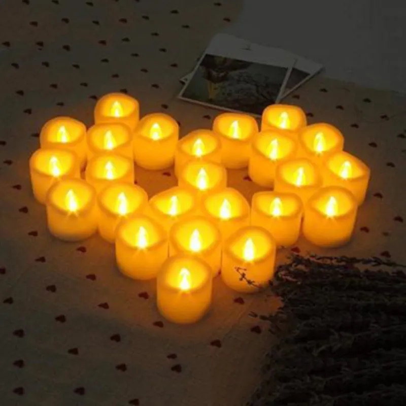 12 24st Creative LED Candle Lamp Batterisdriven Flamelös Te Light Home Wedding Birthday Party Decoration Supplies Dropship Y200531205R