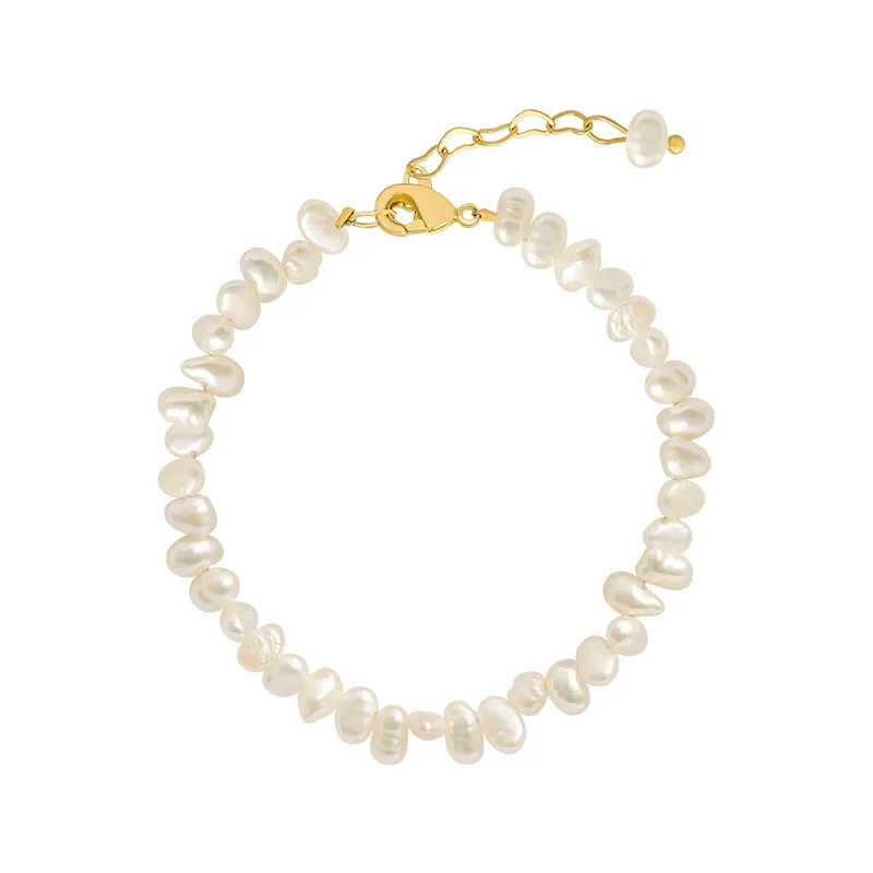 Bracelet de perles d'eau douce naturelles blanches simples, bijoux à la mode coréenne, Bracelets sauvages quotidiens pour femmes