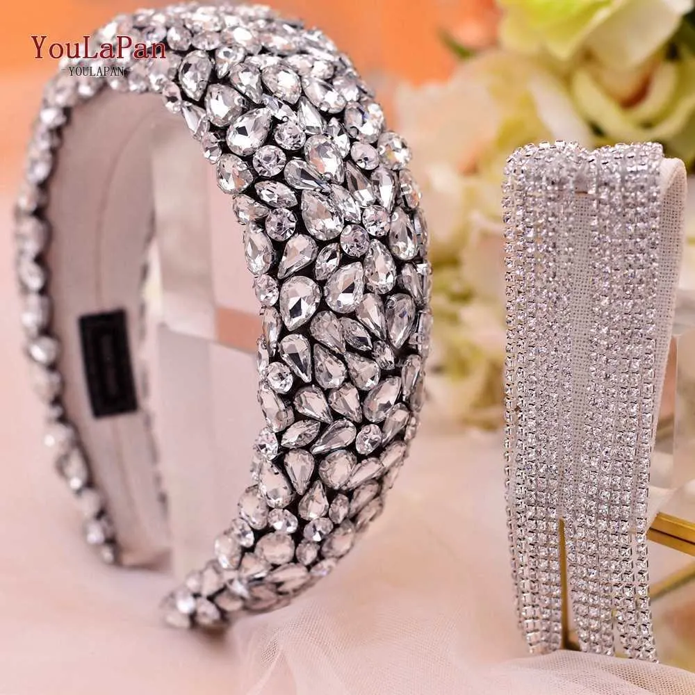 TOPQUEEN HP364 Sparkly Full Rhinestone Baroque Hairband Luxury Wedding Charming Hair Accessories Wedding Headband Hair Jewelry X0726