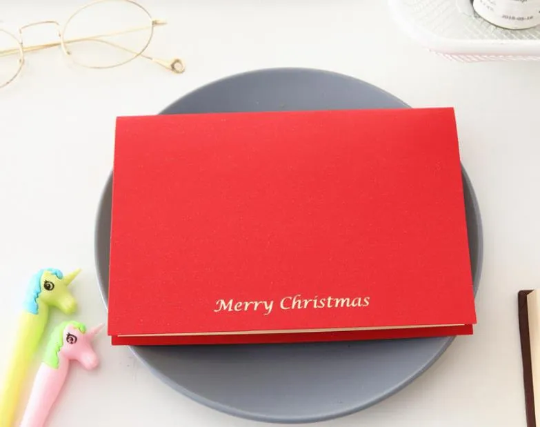 Boże Narodzenie 3d kartki z życzeniami kolorowe drzewo cięcia koperty pocztówka Hollow rzeźbione ręcznie robione prezent na prezent