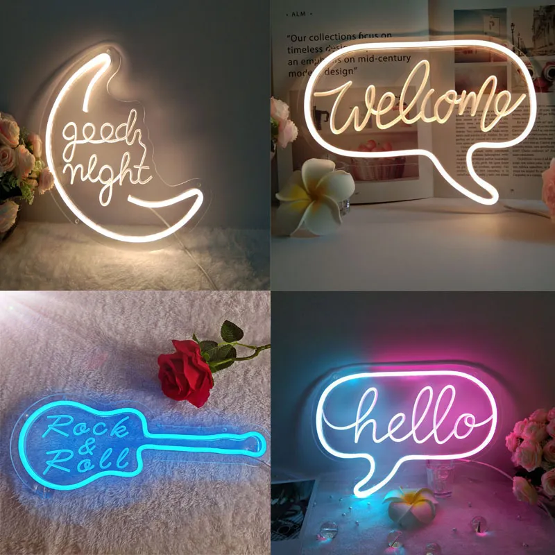 LED NEON علامات USB Hello Sunshine Whate White Bedroom Light Light Scare Mustic Scare for Home مدخل الديكور Lampswith 146a