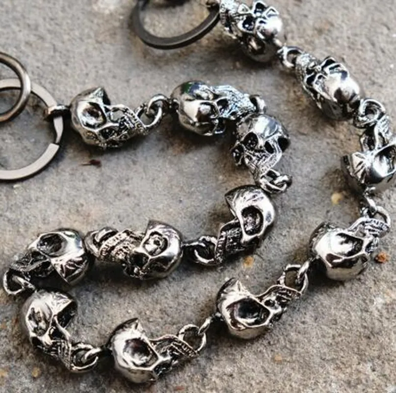 Domineering Heavy Waist Chain Wallet Keychain Rock Punk Skull Jeans s Clothing Jewelry Accessories