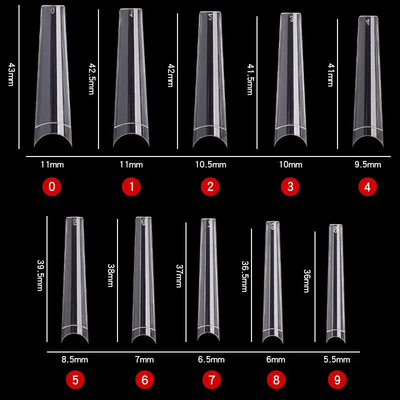 Newest XXL Coffin Tips Long False Tip C Curve Half Cover Acrylic s Salon Supply Extension System Nail Art Tool