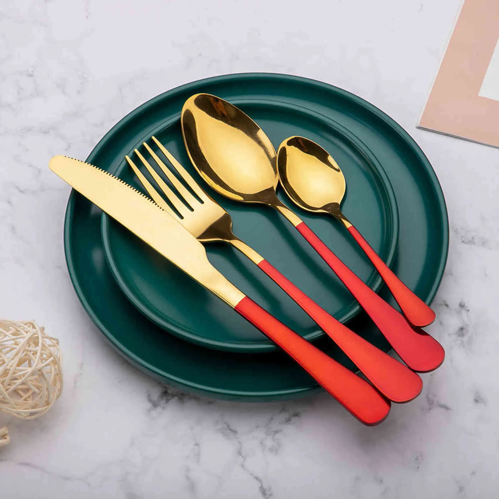 Forks Spoons Knives Set Tableware Stainless Steel Cutlery Set Dinnerware Silverware Set Gold Spoon Knife Fork Sets 211112